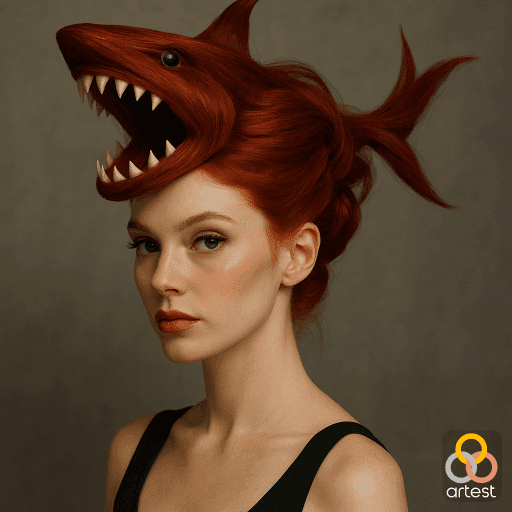 Crimson Mane: Hair-Shark Fusion